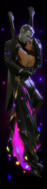 Free dark romance bookmark featuring a gray-toned man hugging with arms raised